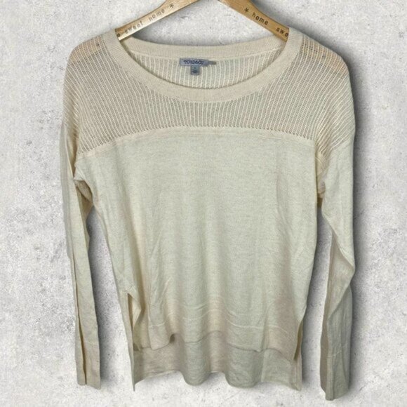 Toad and Co Merino Wool Tencel Knit Sweater Cream Jacinta Crew Neck Size Large L - Picture 2 of 11